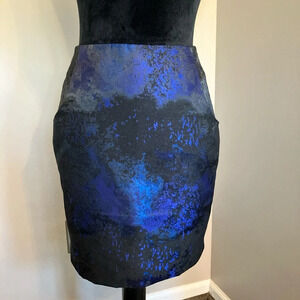NWT H&M size 4‎ black and blue satin mini skirt.